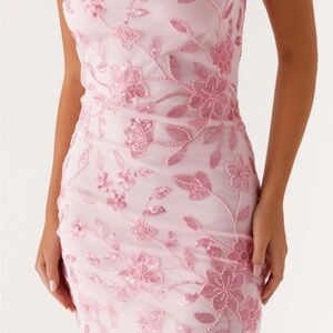 Peppermayo Strapless Pink Floral Dress